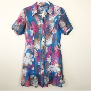 Da-Nang Silk Floral Short Sleeve Dress